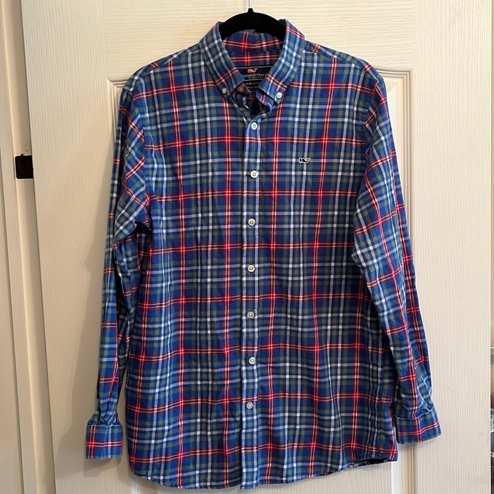 Vineyard vines whale shirt kids xl (18) button up long sleeve shirt